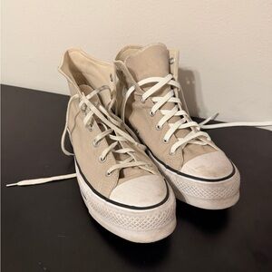 Converse Beige High-Tops with White Accents